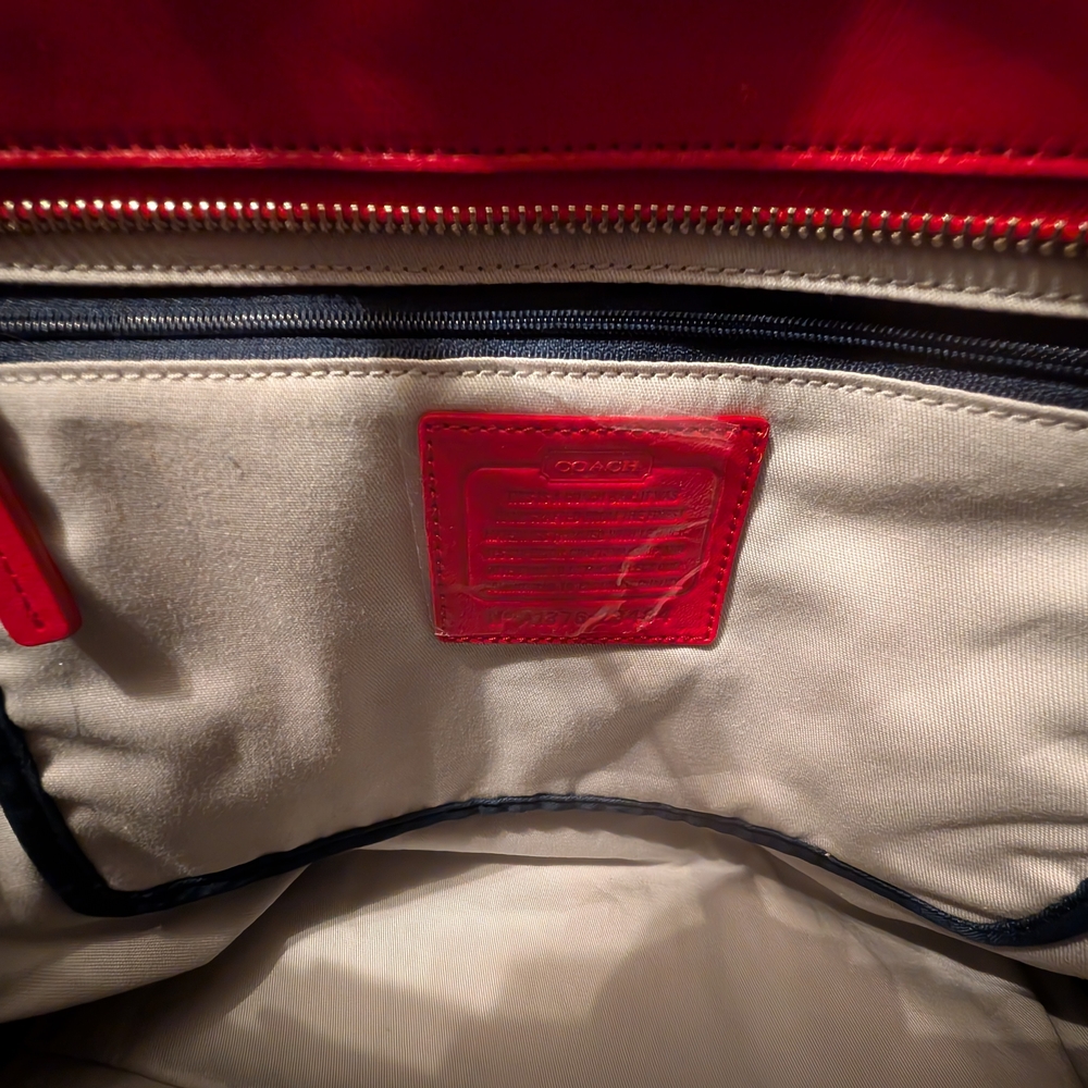 Coach Striped Tote Bag with Tan Handles - Picture 4 of 8